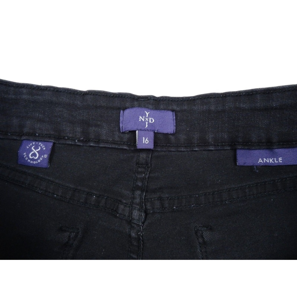 NYDJ Womens Jeans Size 16 Black Denim Ankle Stretch Lift Tuck High Rise - Picture 12 of 16